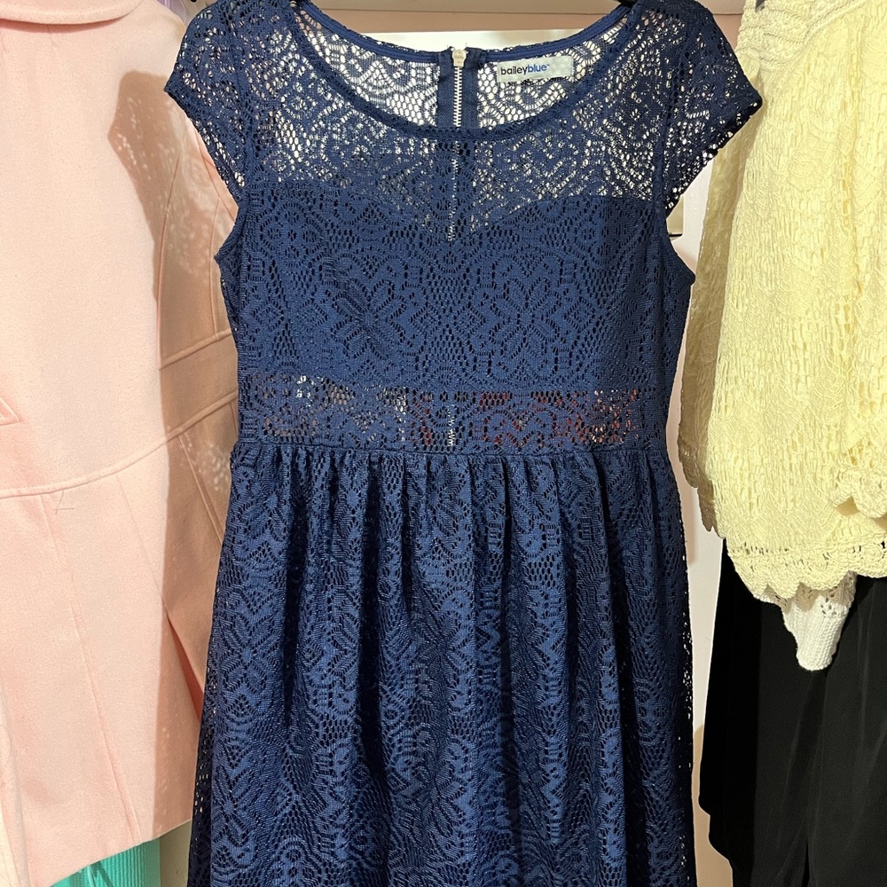 Cute Bailey Blue Navy Blue Lace Cut Out Dress